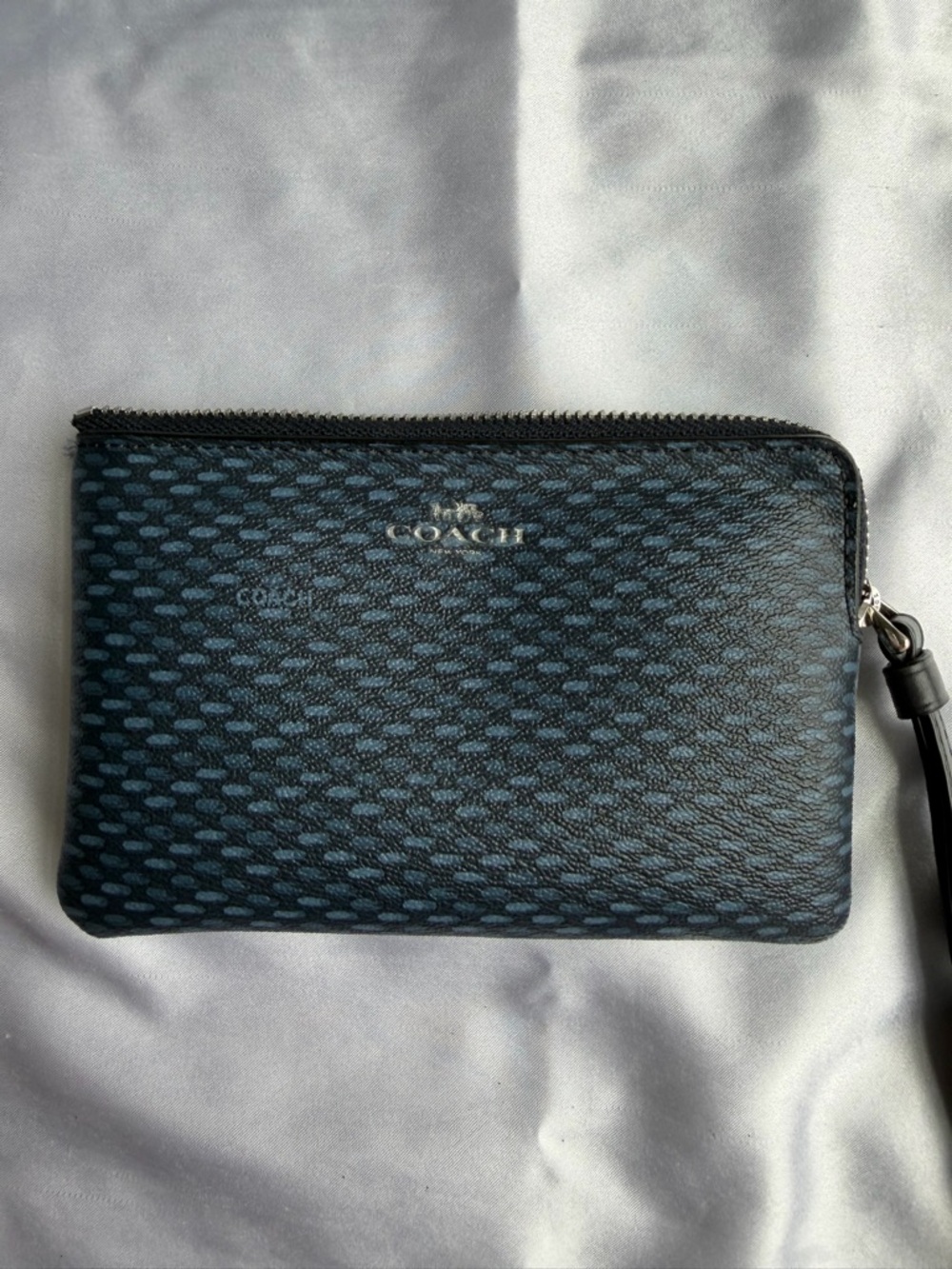 Coach Blue Patterned Zip Wristlet